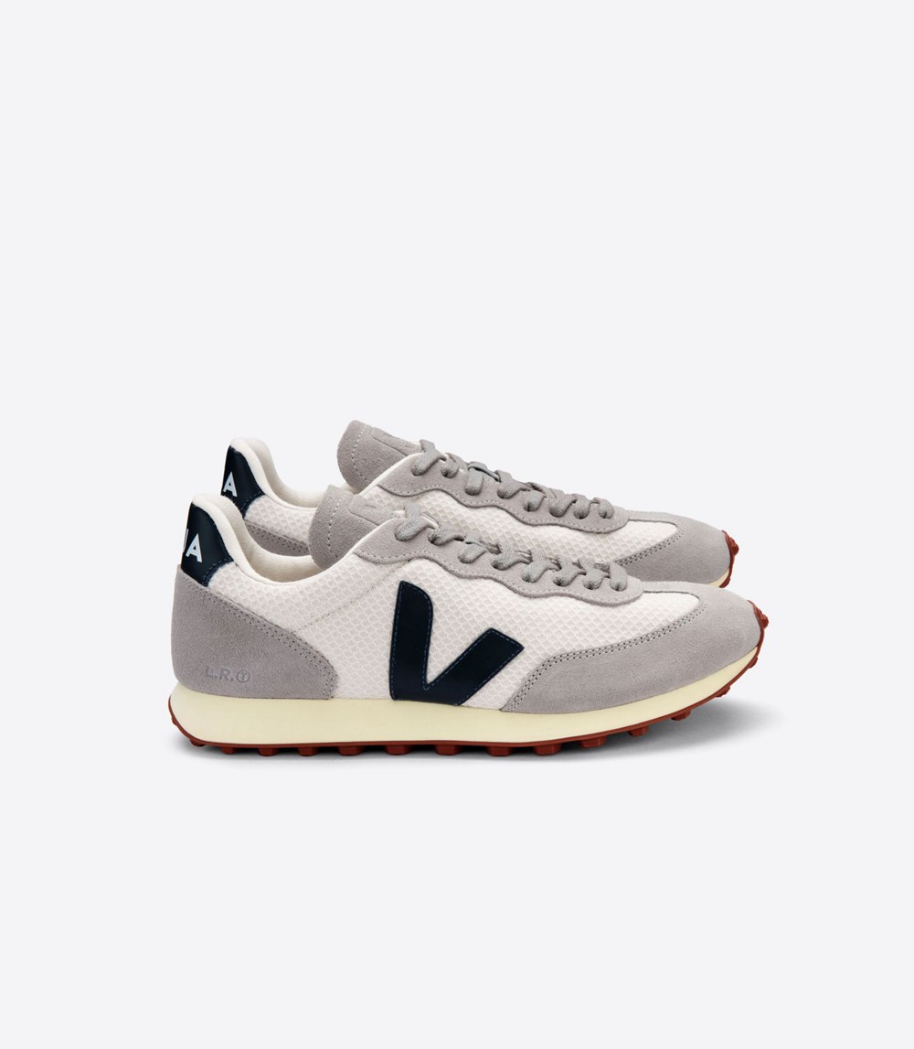 Veja Trainers Mens Grey/White/Blue - Rio Branco Hexamesh Gravel - CTSG-09265